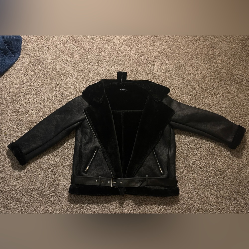 Black Oversized Pu/ Aviator